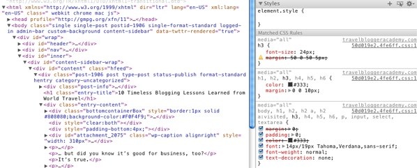 Analyze HTML and CSS with Firebug